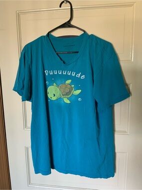 Teeturtle Teal 'Duuuude' Turtle Graphic Short-Sleeve Tee